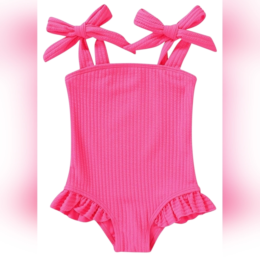 Amazon Hot Pink One Piece Bathing Suit Toddler Size 18-24 Mont… - Picture 4 of 11